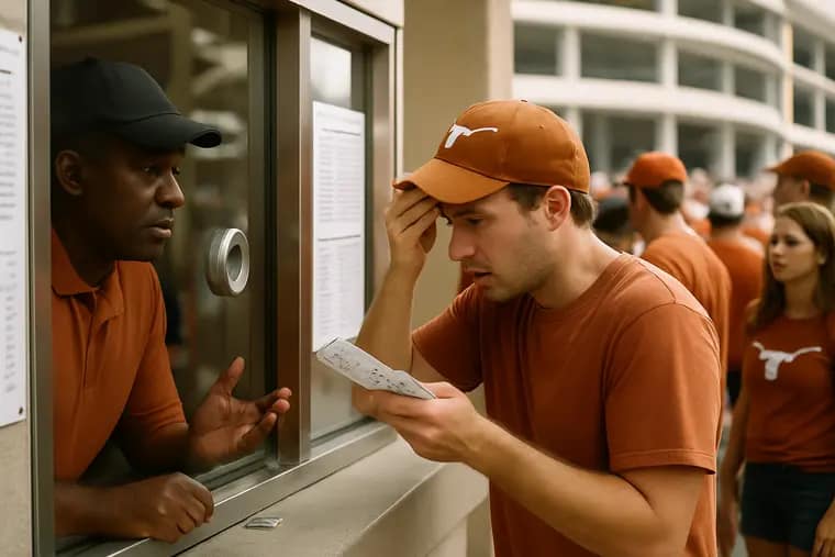Texas fans entering stadium gates with mobile tickets before kickoff