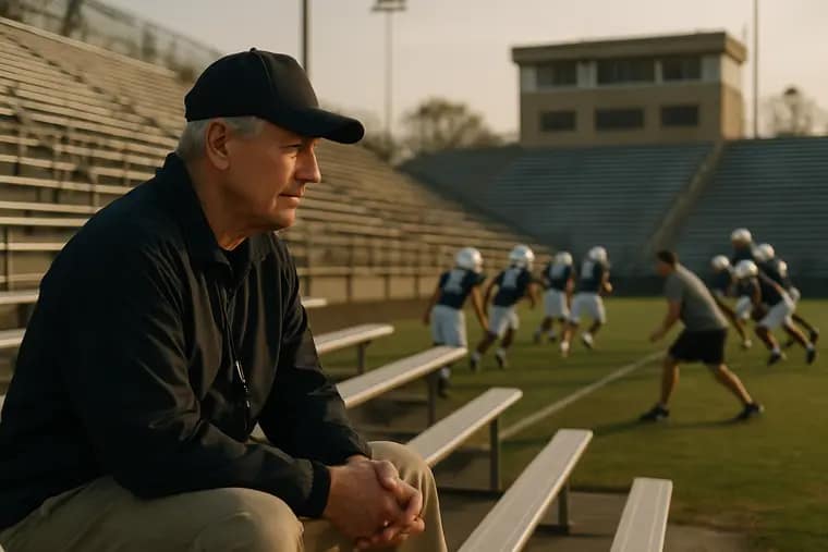 Texas high school football players listen during practice